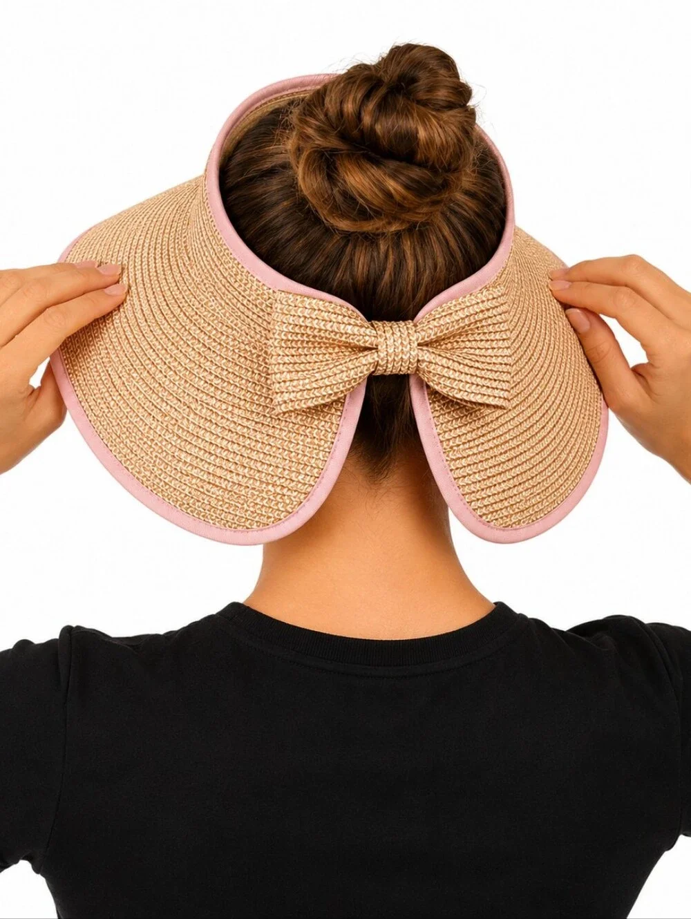 David & Young PONYFLO Bow Sun Hat – Tan & Pink | OSFM